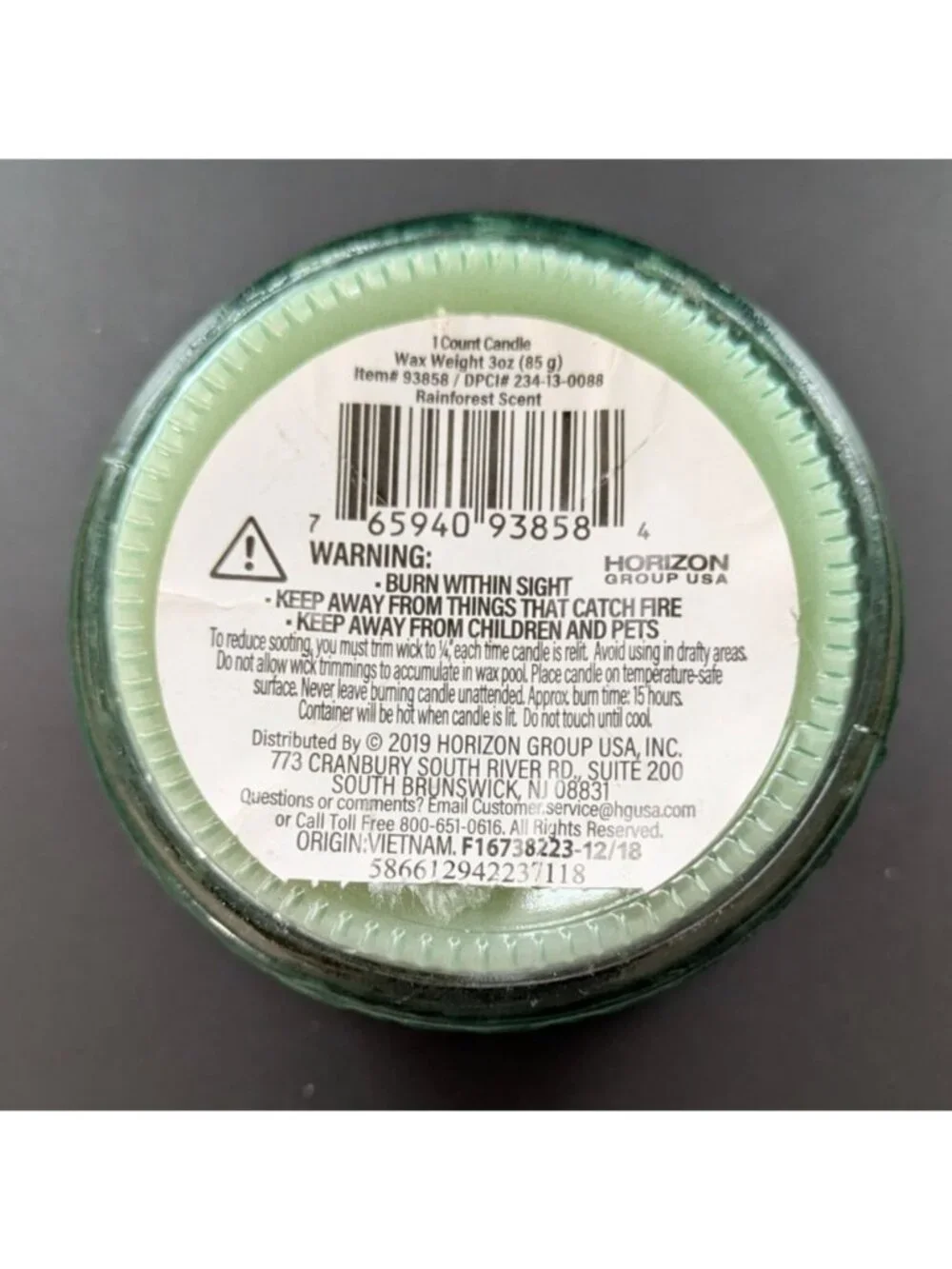 Walk Amongst The Wild Rainforest Scent Candle Green Pressed Glass Jar Gold Lid